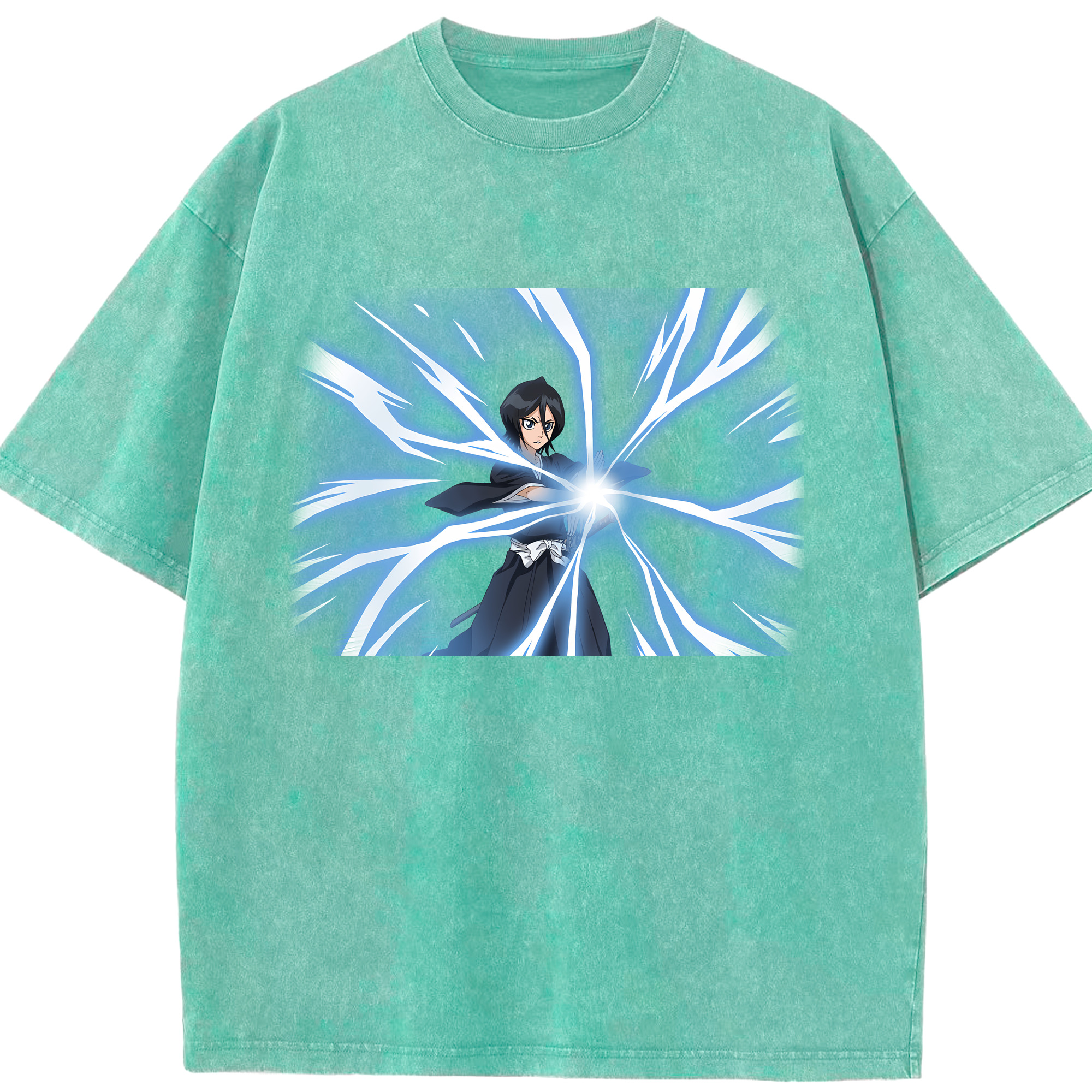 （画像用） ブリーチ 朽木ルキア BLEACH Kuchiki Rukia 綿100% ヴィンテージ風 半袖Tシャツ（フロントプリント）